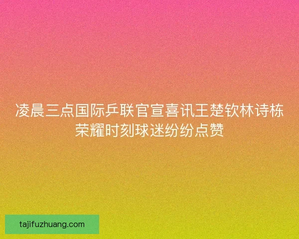 凌晨三点国际乒联官宣喜讯王楚钦林诗栋荣耀时刻球迷纷纷点赞