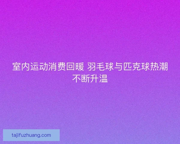 室内运动消费回暖 羽毛球与匹克球热潮不断升温
