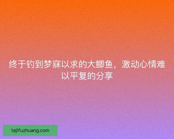 终于钓到梦寐以求的大鲫鱼,激动心情难以平复的分享 终于钓到梦寐以求的大鲫鱼,激动心情难以平复的分享