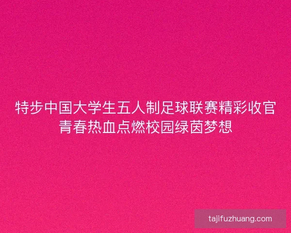 特步中国大学生五人制足球联赛精彩收官青春热血点燃校园绿茵梦想