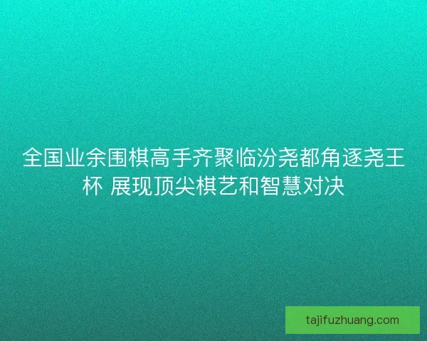 全国业余围棋高手齐聚临汾尧都角逐尧王杯 展现顶尖棋艺和智慧对决 全国业余围棋高手齐聚临汾尧都角逐尧王杯 展现顶尖棋艺和智慧对决