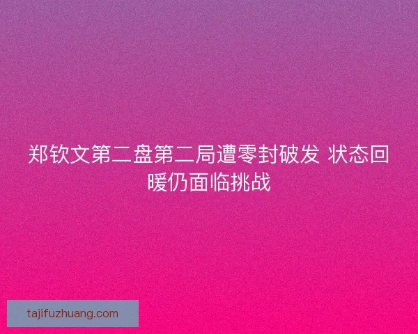 郑钦文第二盘第二局遭零封破发 状态回暖仍面临挑战